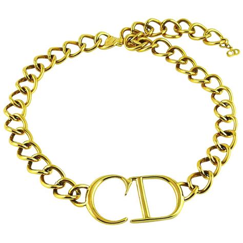 christian dior cd gold necklace|christian dior choker necklaces.